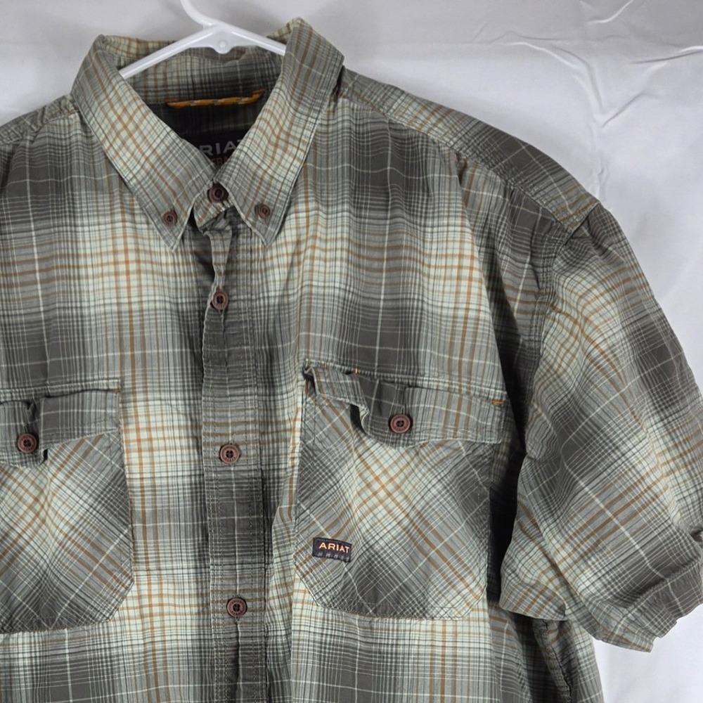 Ariat Green Plaid Short Sleeve Button-Down Shirt